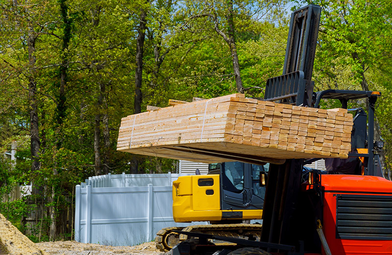 forklift truck lifting woods