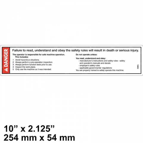 GENIE 72853GT AND 72853 DECAL - DANGER IMPROPER USE HAZ