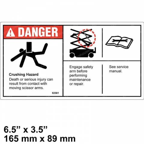 GENIE 82561GT AND 82561 DECAL - DANGER SAFETY ARM