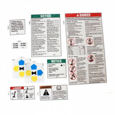 GENIE 82708GT AND 82708 DECAL KIT SAFETY GS-32+46 PLAT
