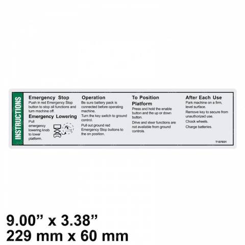 GENIE T107031GT AND T107031 DECAL - OPER INSTR