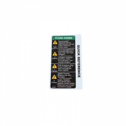 JLG 1706926 DECAL USER FLASH CODES