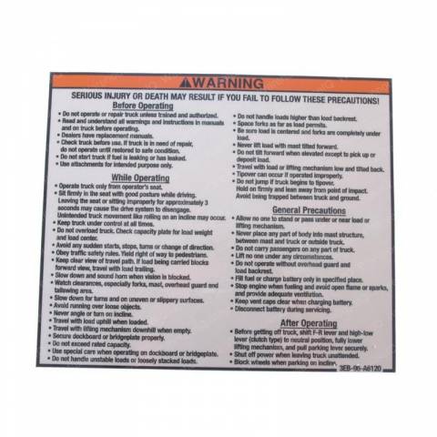 KOMATSU 3EB-96-A6120 DECAL - GENERAL OPERATING